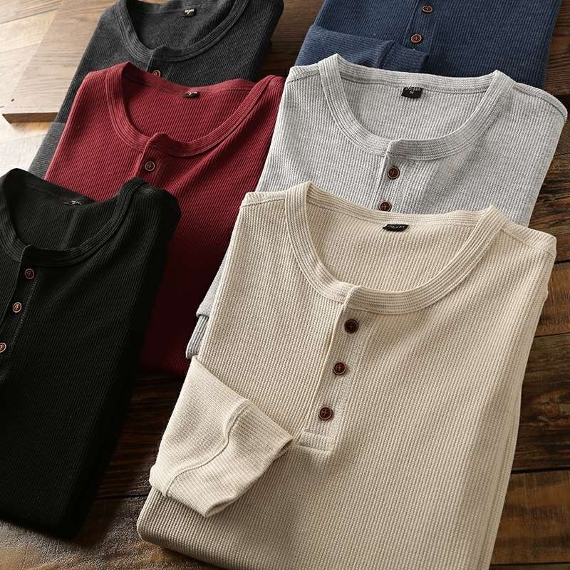 Waffle Knit Henley Shirt