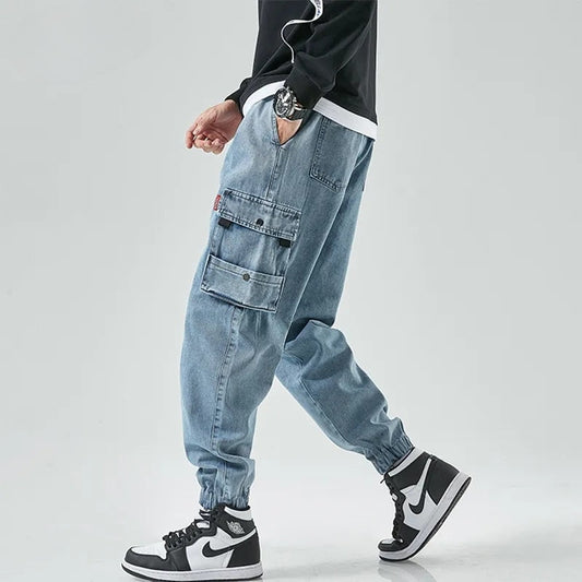 Denim Cargo Joggers