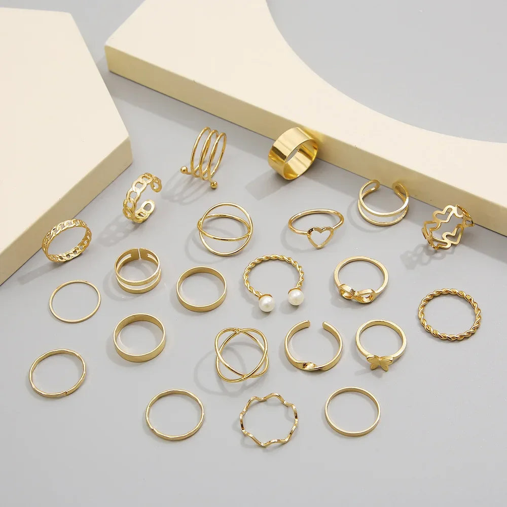 22Pcs Set Women Vintage Rings