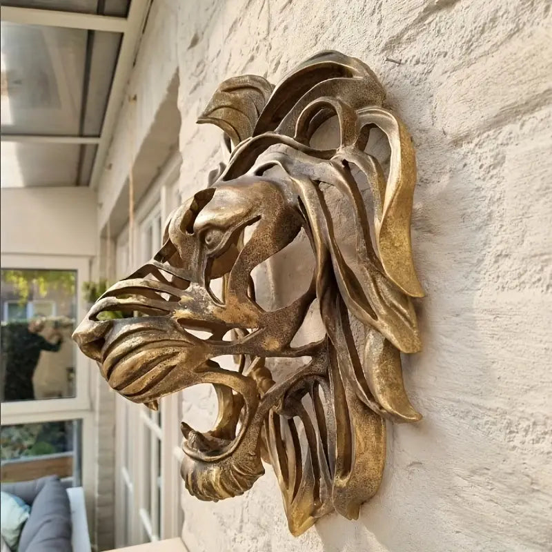 Lion Gold Resin Wall Art