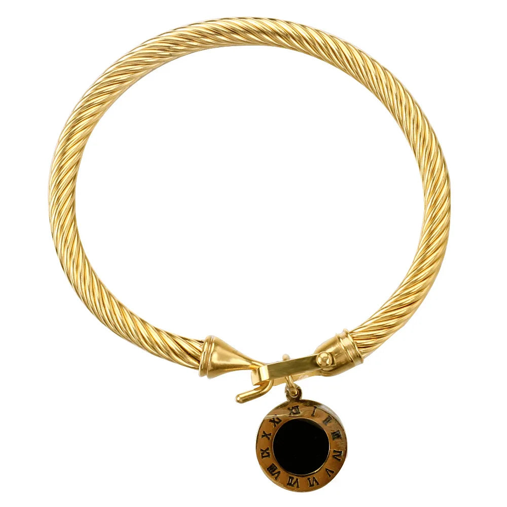 Elara Black Charm Bangle