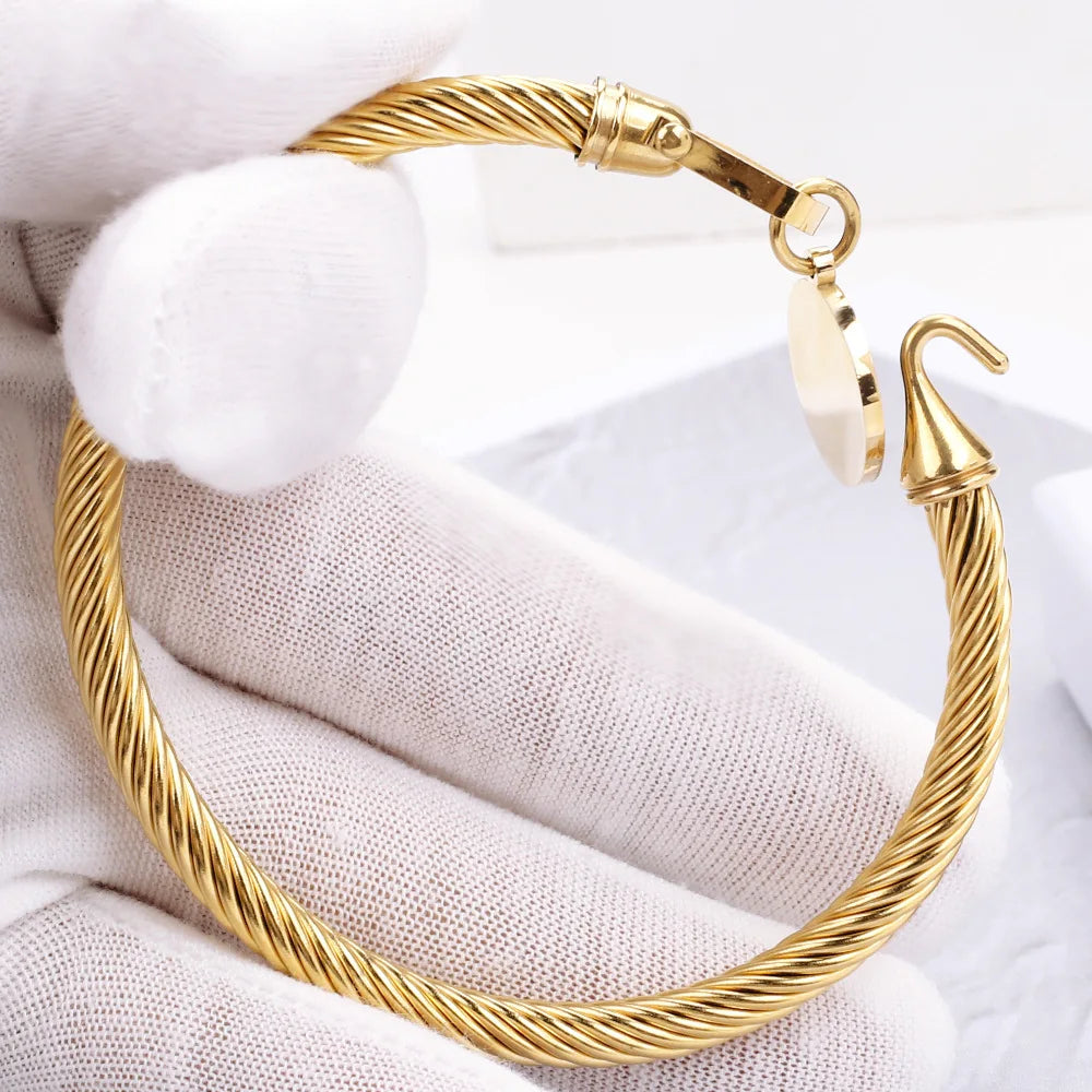 Elara Black Charm Bangle