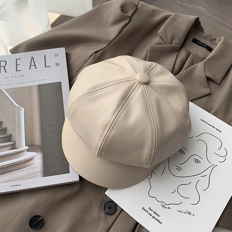 Noelle Leather Beret
