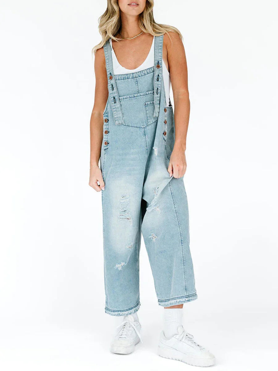 Luna Washed Denim Overalls