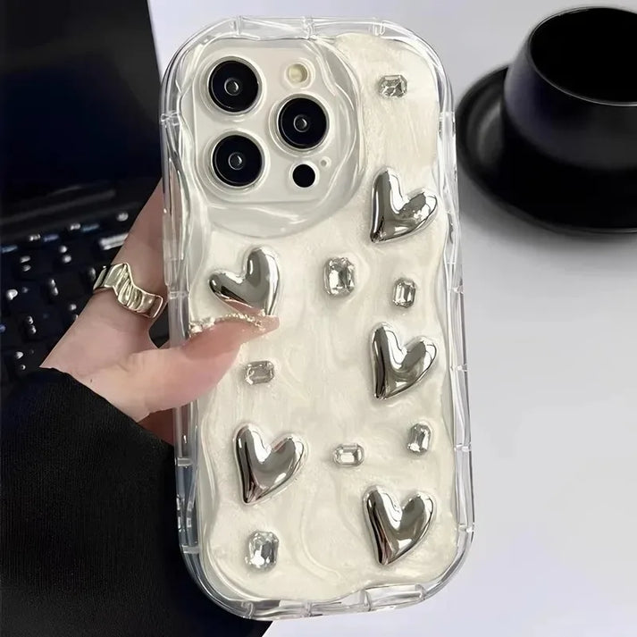 Silver Hearts iPhone Case