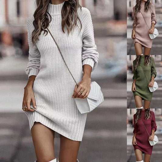 Jayleen™ | Modern Turtleneck Knit Dress
