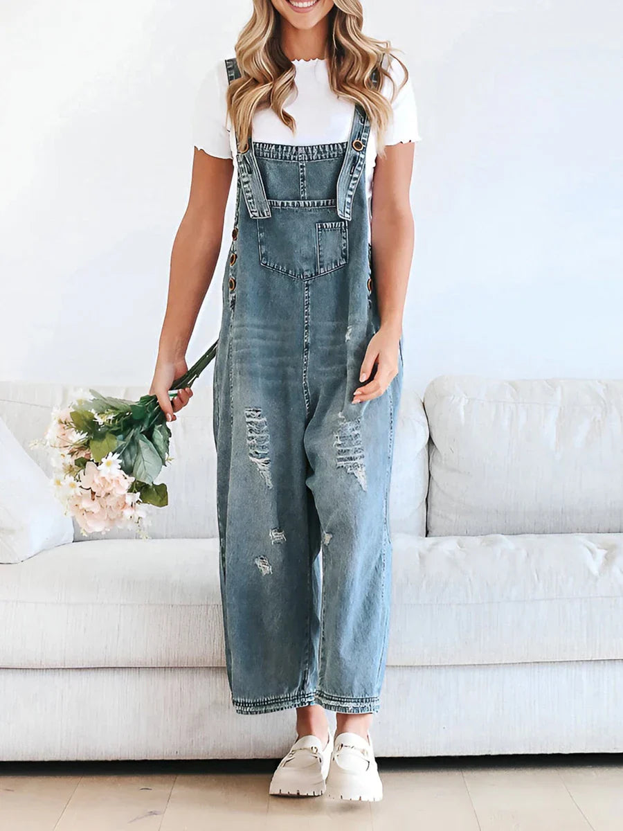 Luna Washed Denim Overalls