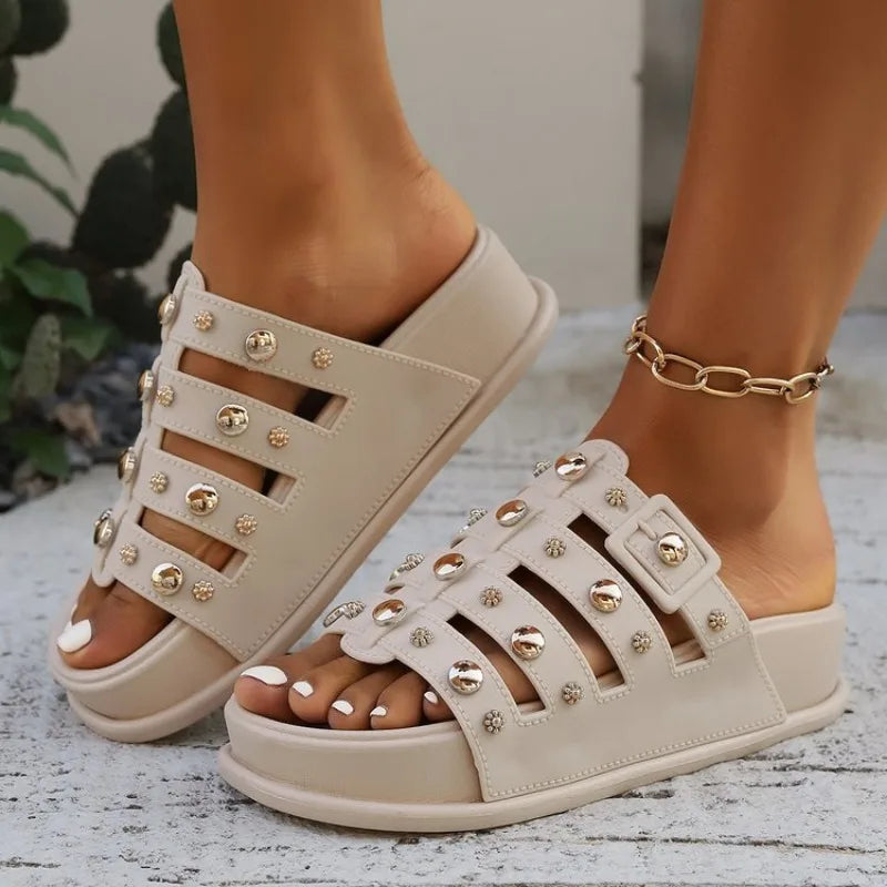 Alina Leather Flat Slippers