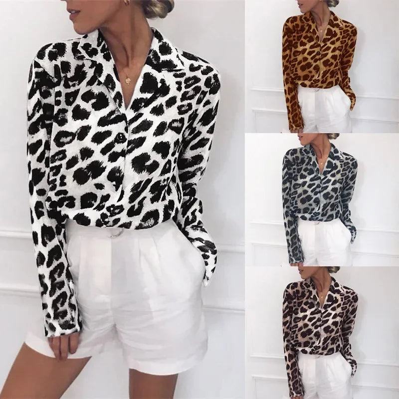 Seraphina™ | Leopard Print Chiffon Blouse