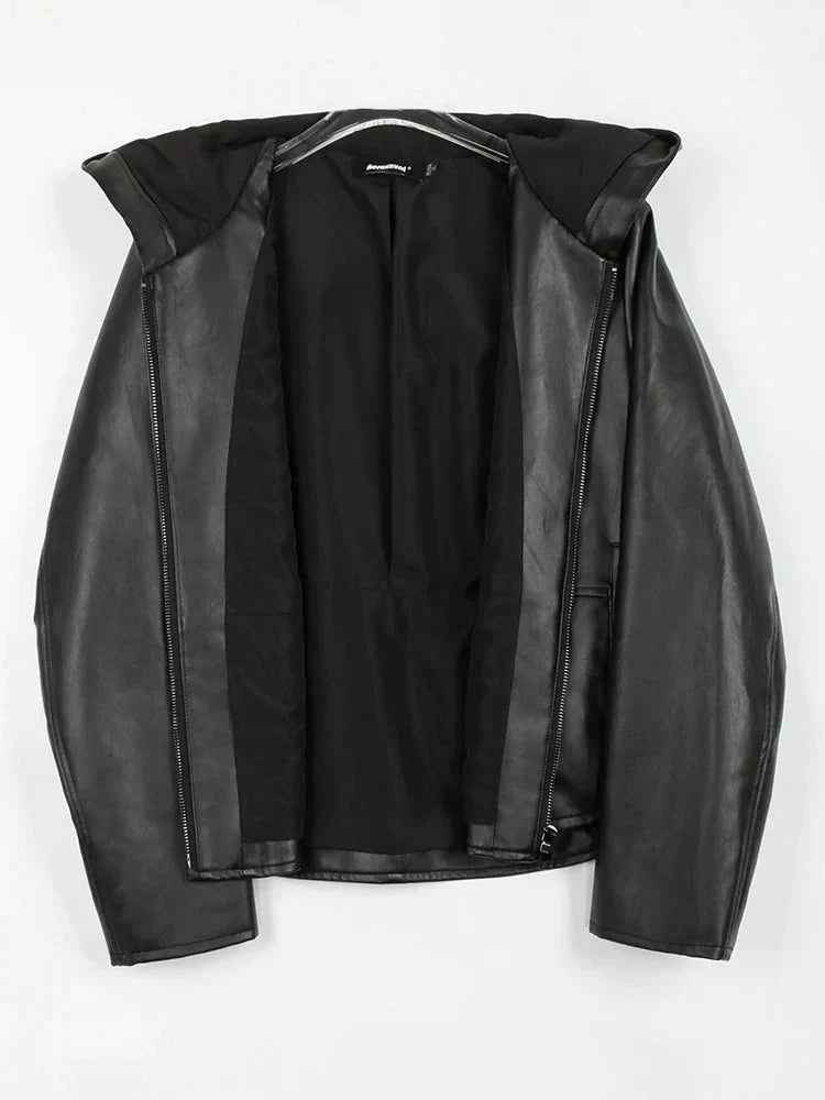 Rachel Hooded Leather Jacket