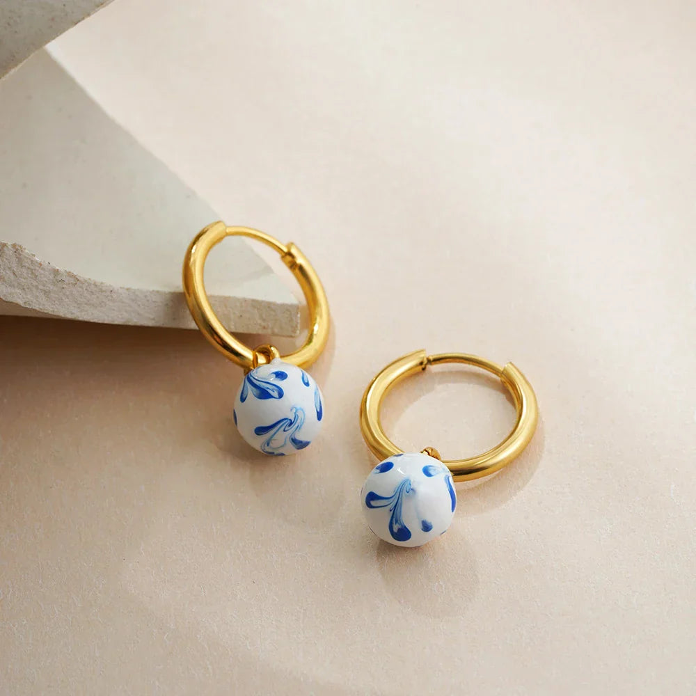 Celine Enamel Hoop Earrings