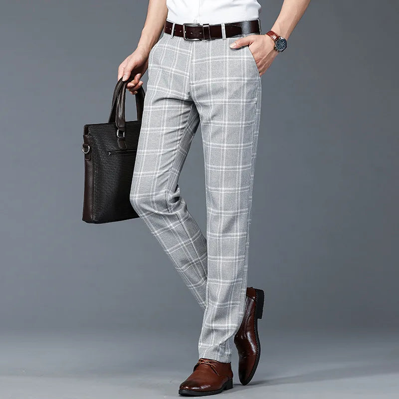 Patterned Tailored Dress Trousers for Men