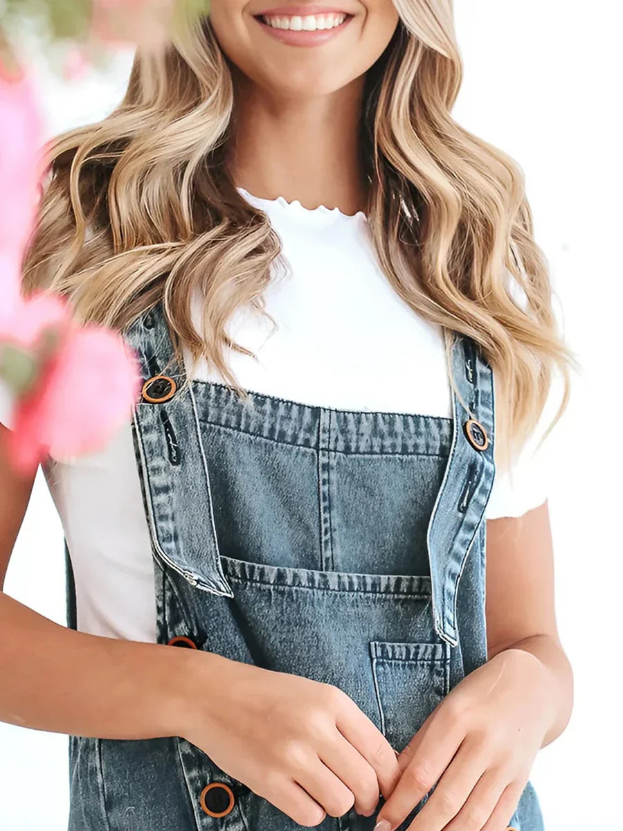 Luna Washed Denim Overalls