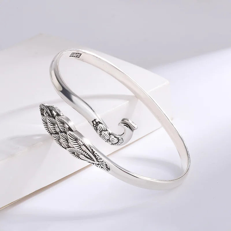 Sahana Peacock Silver Bracelet