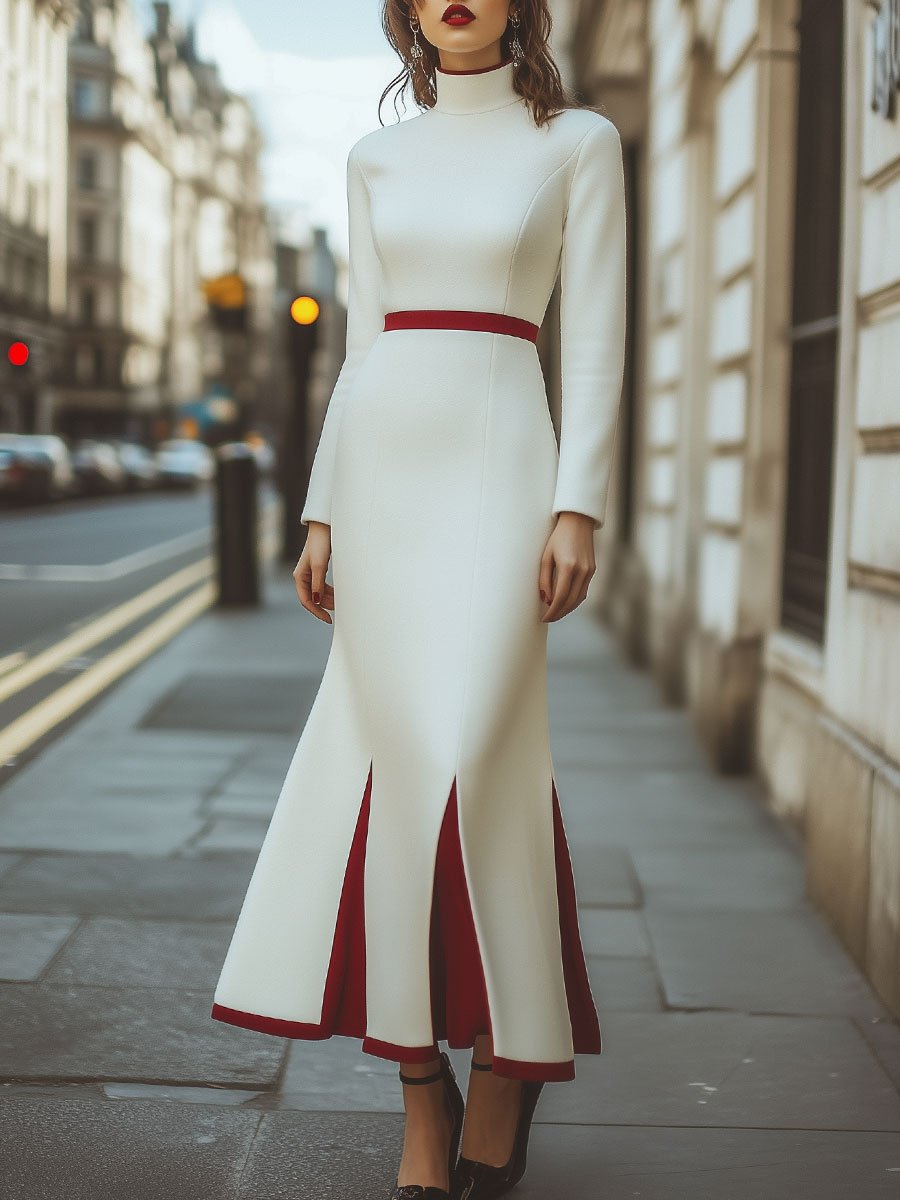 Lila™ | Ivory Maxi Dress with Bold Red Accents