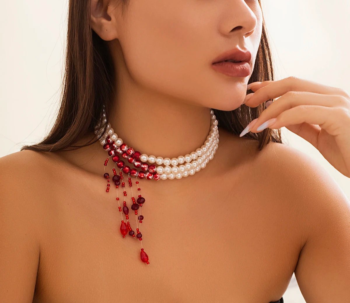 Pearl Blood Halloween Necklace